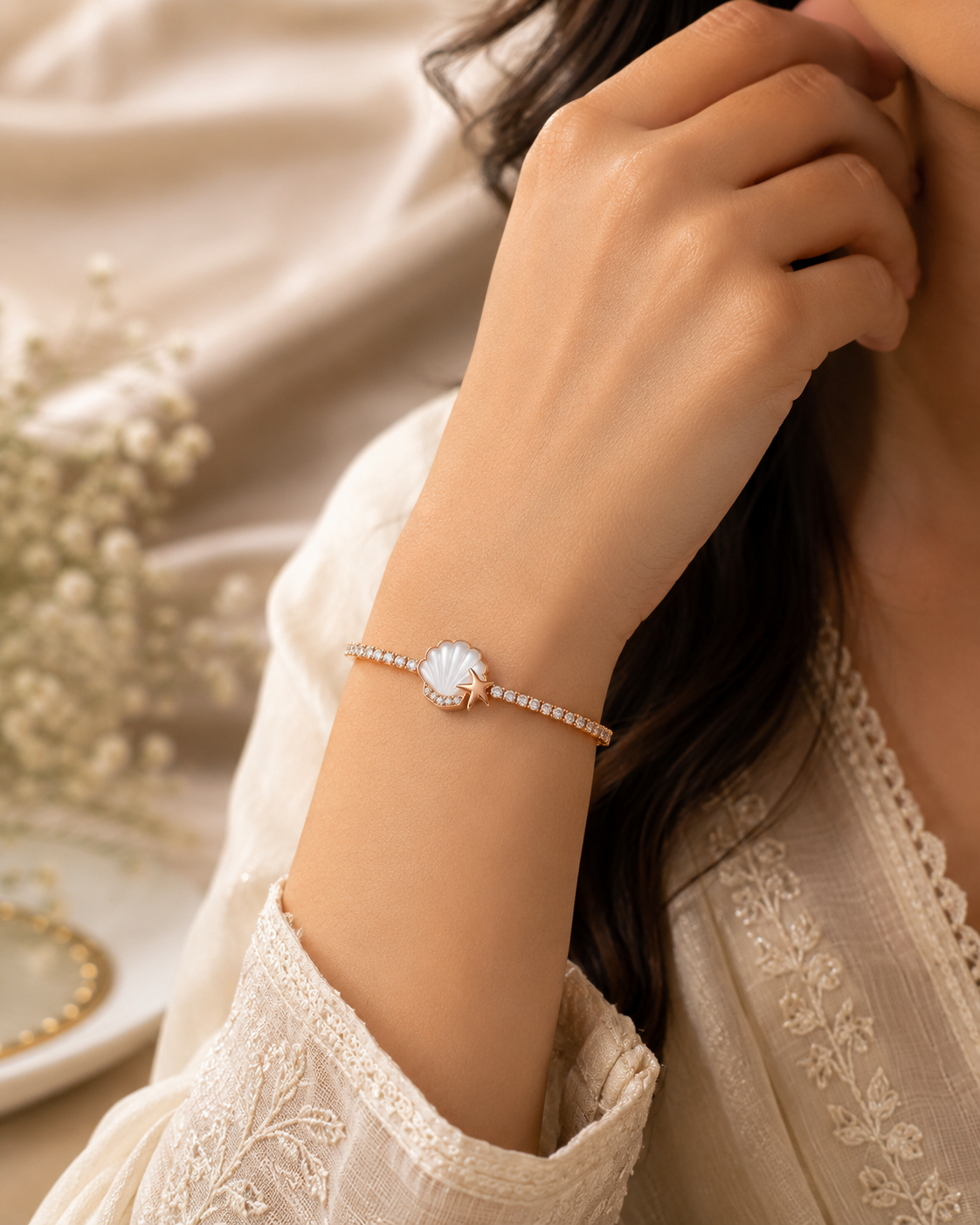 Shell Charm Gold Bracelet for Women | Mayra Luxe