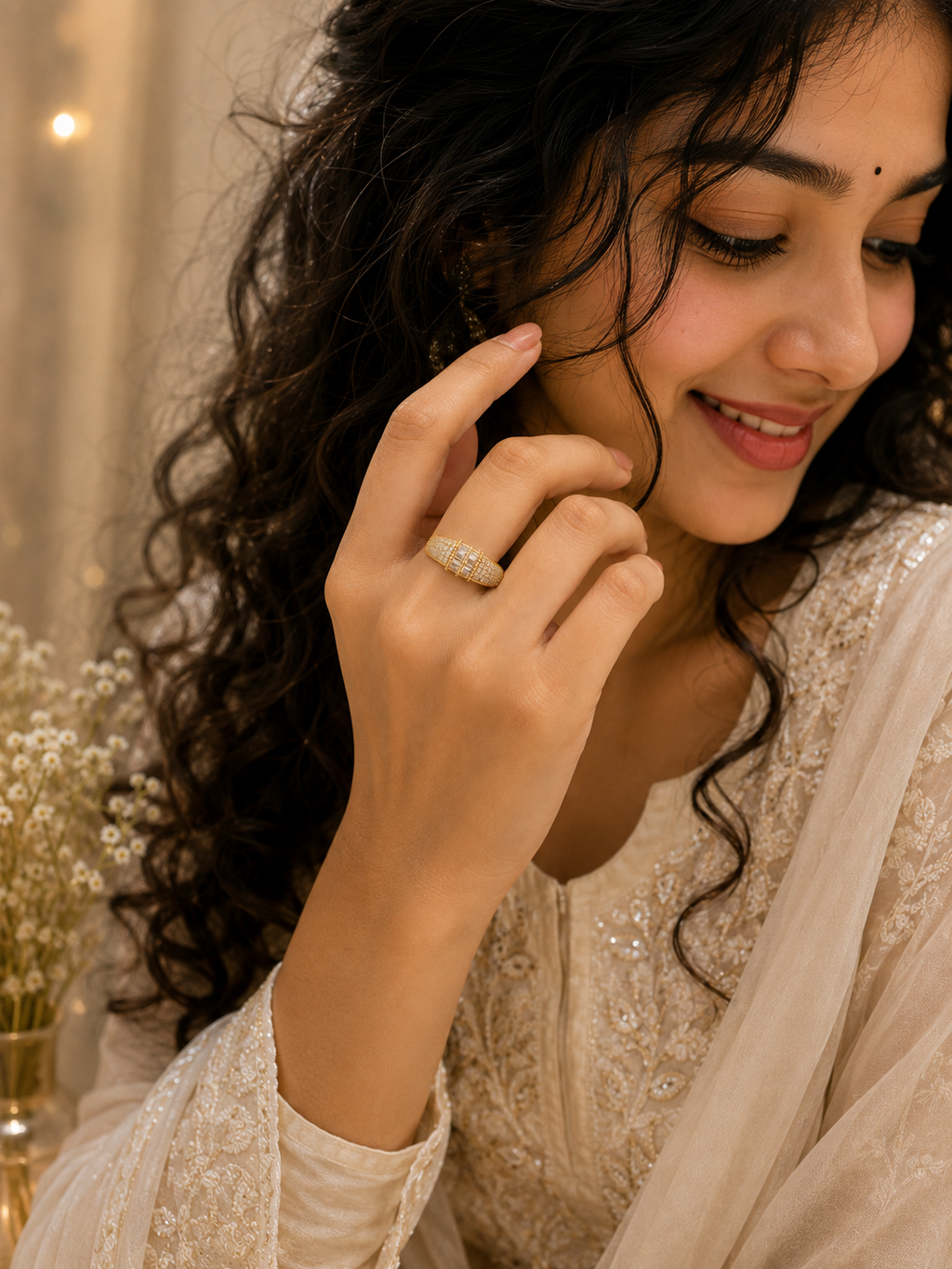 Elegant Gold Pavé Ring for Women | Mayra Luxe