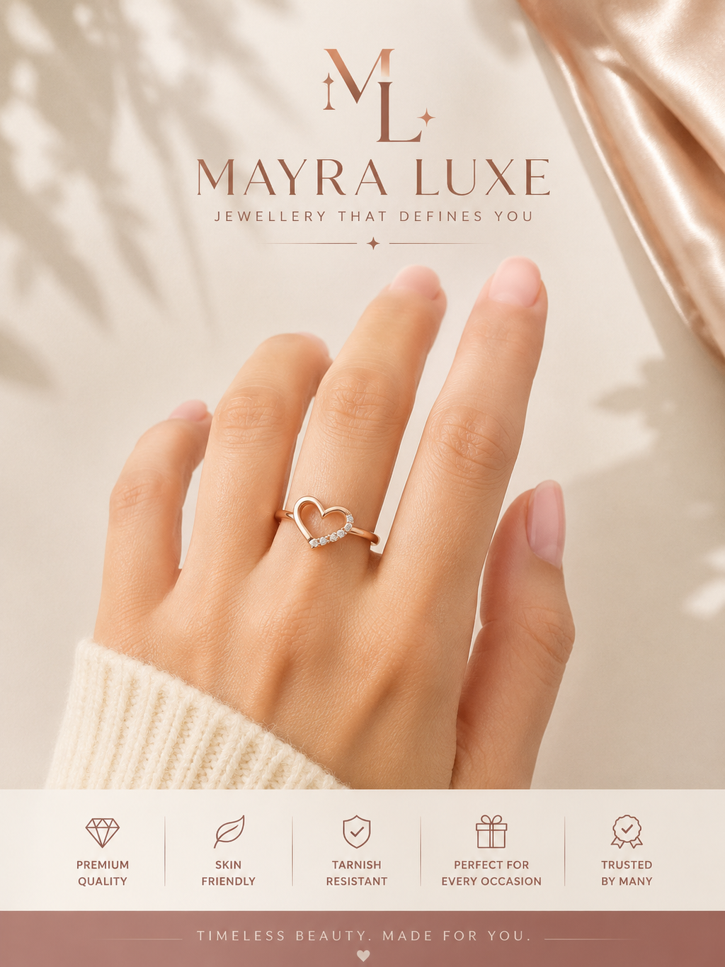 Elegant Heart Stone Ring for Women | Mayra Luxe