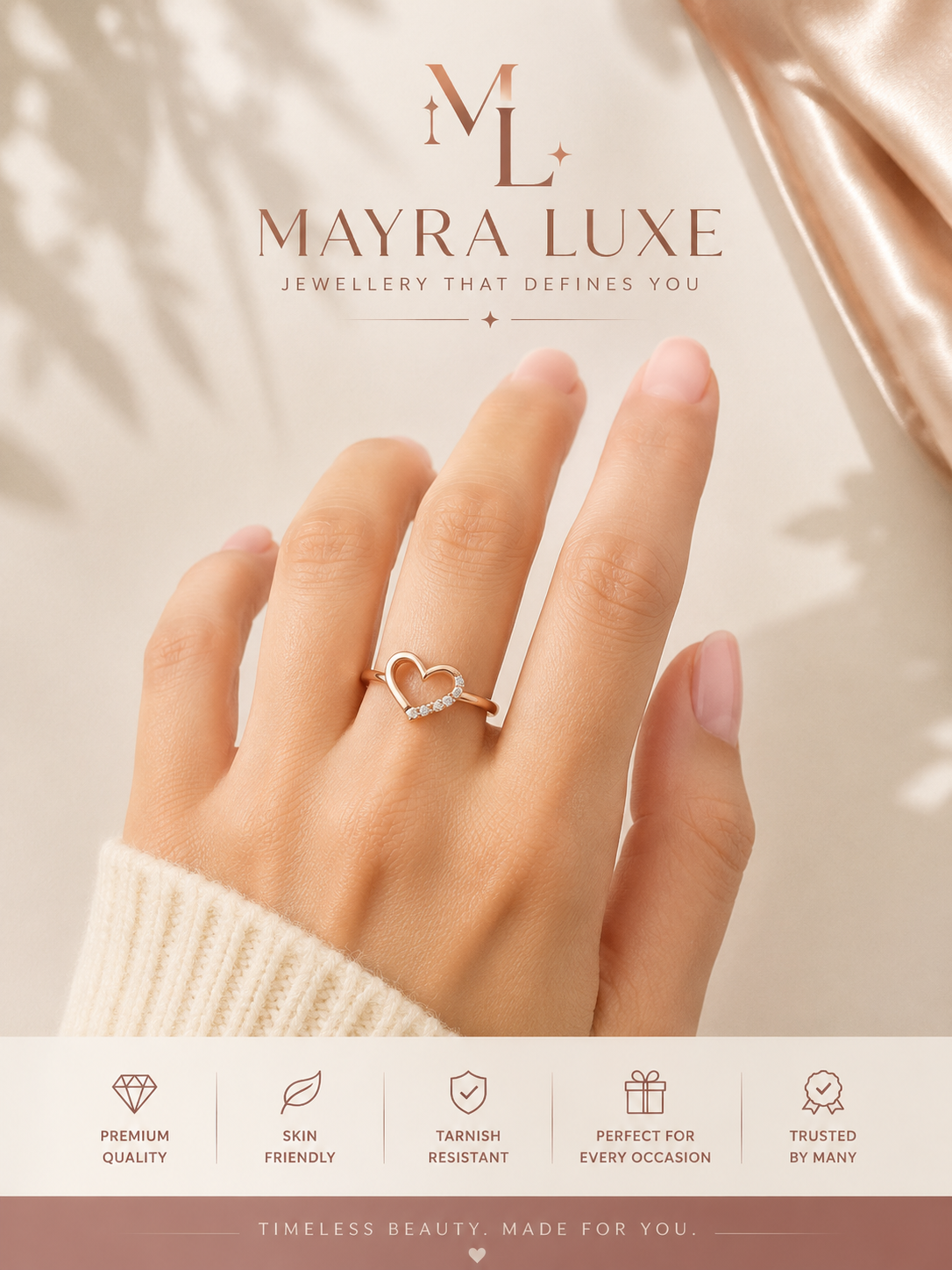 Elegant Heart Stone Ring for Women | Mayra Luxe
