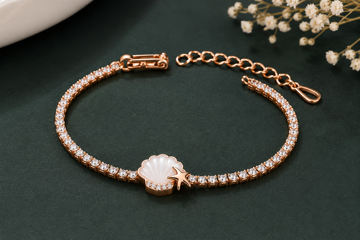 Shell Charm Gold Bracelet for Women | Mayra Luxe