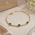 Green Stone Elegant Gold Bracelet | GWB-104