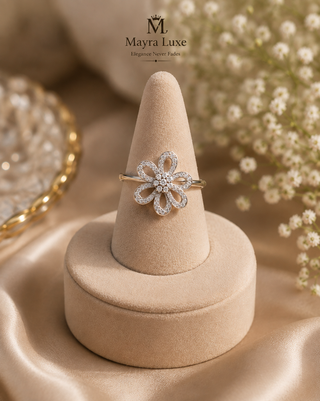 Elegant Flower Stone Ring for Women | Mayra Luxe