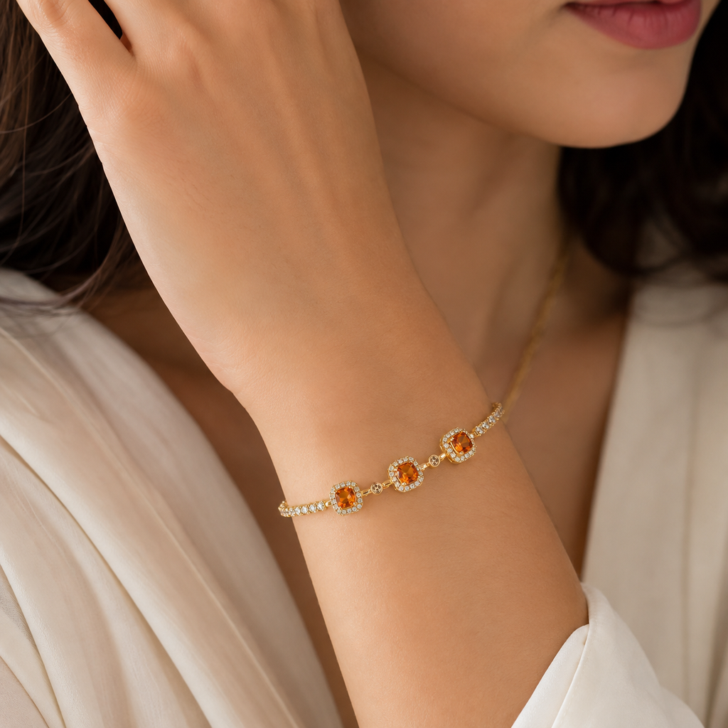 Orange Stone Gold Bracelet for Women | Mayra Luxe