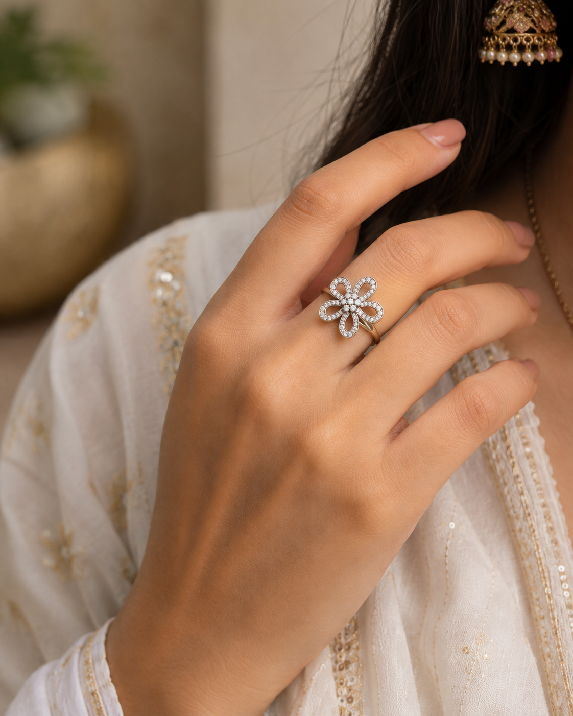 Elegant Flower Stone Ring for Women | Mayra Luxe