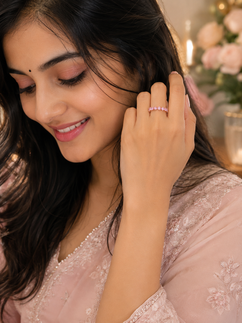 Pink Stone Elegant Ring for Women | Mayra Luxe