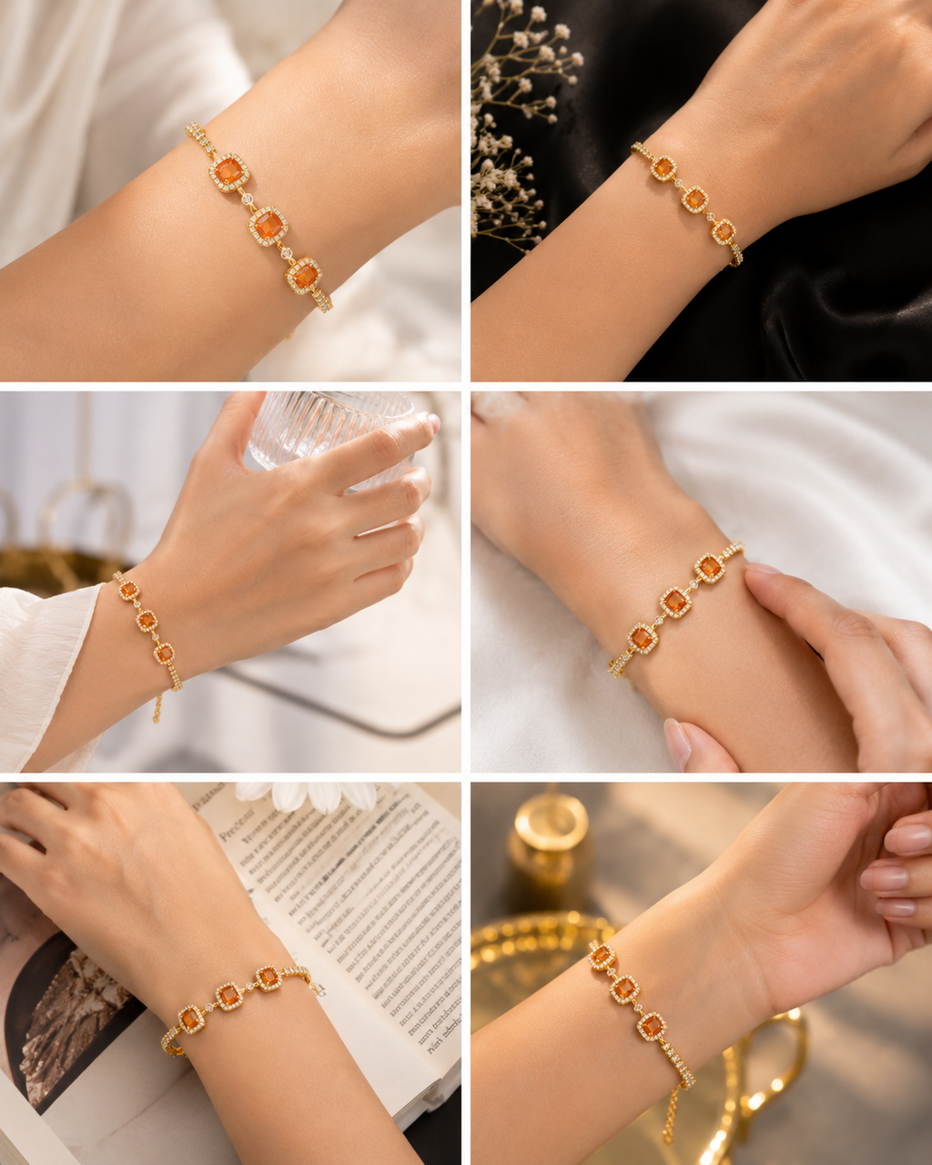 Orange Stone Gold Bracelet for Women | Mayra Luxe